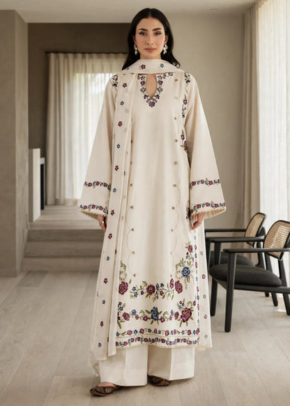 Off-White Embroidered Lawn Cotton Salwar Suit Online in Dubai DXB UAE Abudhabi Meena Bazaar