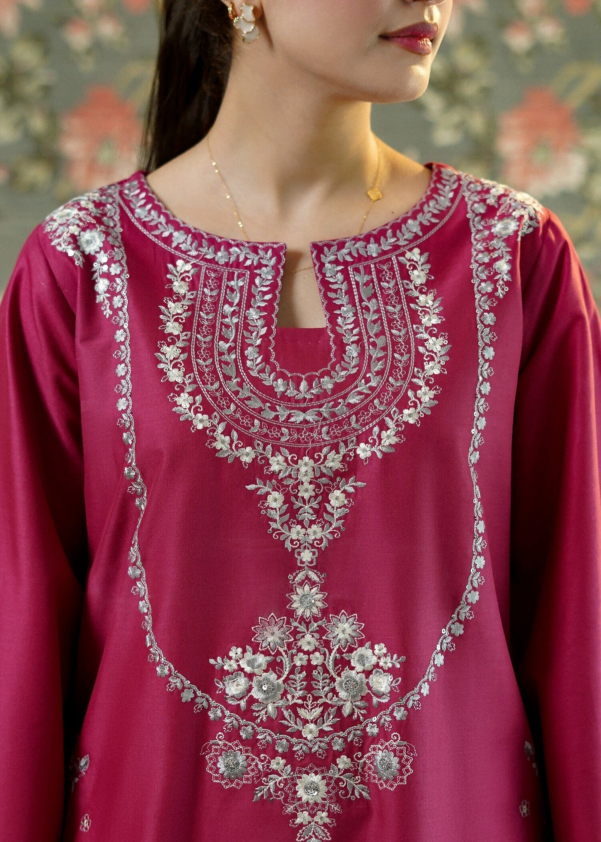 Off-White Embroidered Lawn Farshi Shalwar Kurta Set for Daily Wear Online in Sri Lanka India Australia