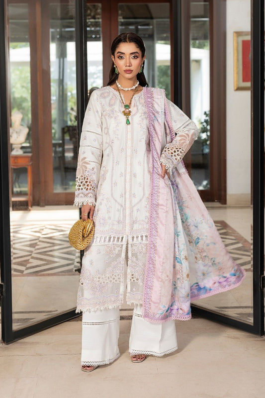 Off-White Embroidered Lawn Festive Suit Online in Dubai UAE Abudhabi Ajman Sharjah