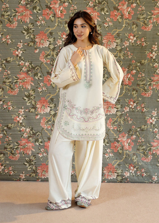 Off-White Embroidered Lawn Pakistani Suit Online in UK USA Canada