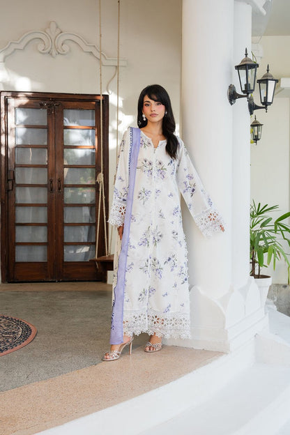 Off-White Embroidered Lawn Suit Online in Dubai UAE Abudhabi Ajman Sharjah