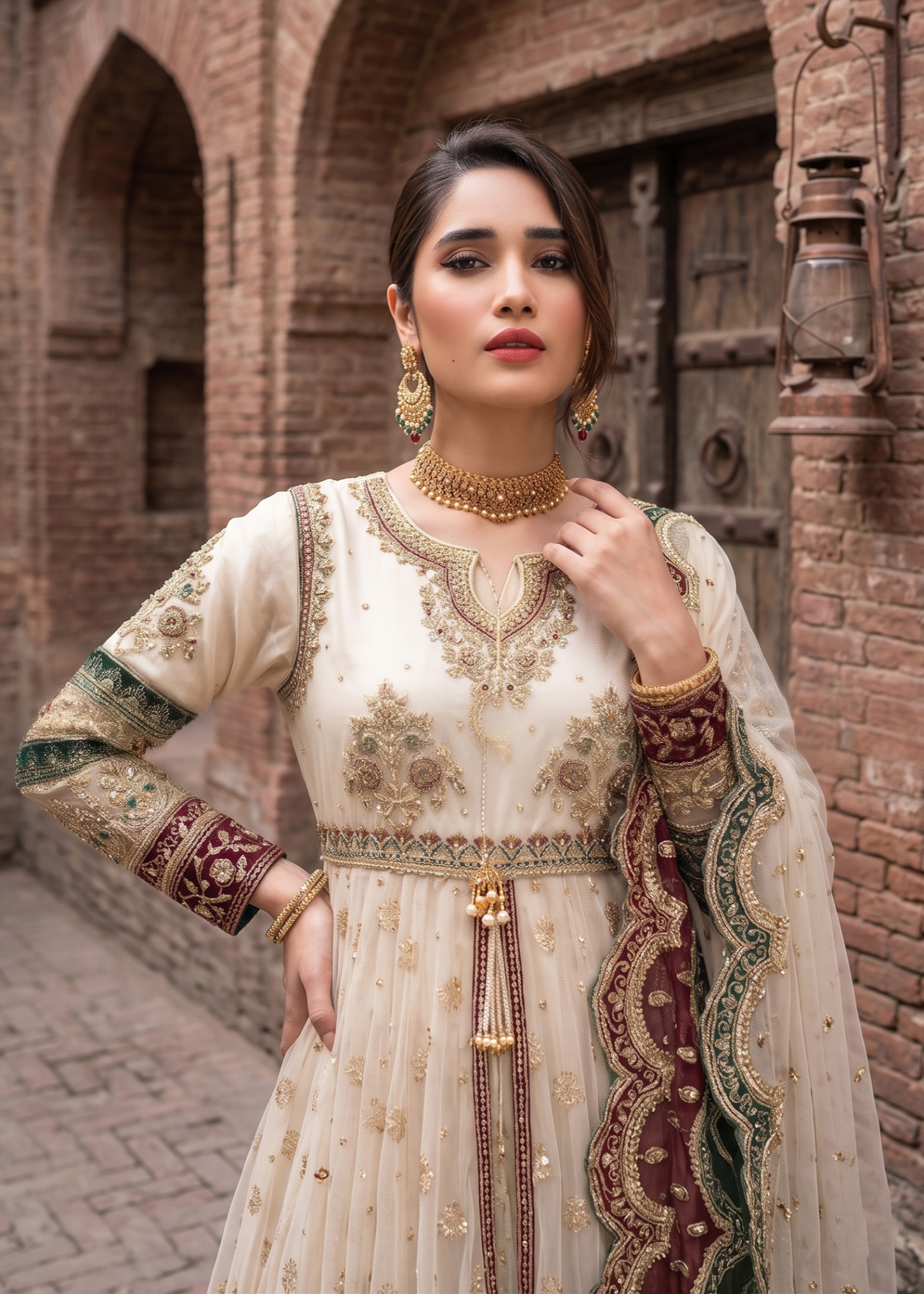 Off-White Embroidered Net Suit Online in Dubai UAE Abudhabi Ajman Sharjah