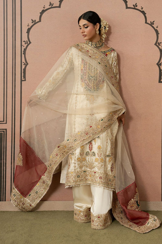 Off-White Embroidered Organza Wedding Suit Online in Dubai UAE Abudhabi Ajman Sharjah