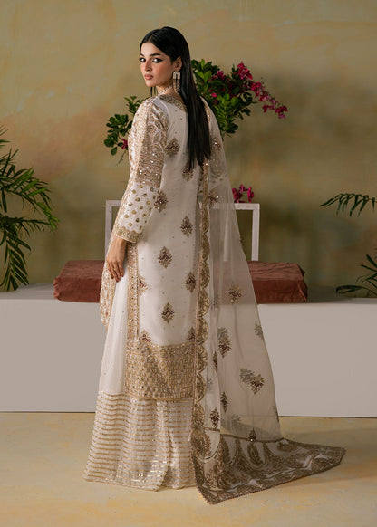 Off-White Embroidered Straight Kurta Chiffon Suit Online in UK USA Canada