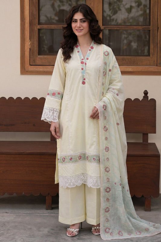Off-White Embroidered Textured Lawn Salwar Kameez Online in Dubai UAE Abudhabi Ajman Sharjah