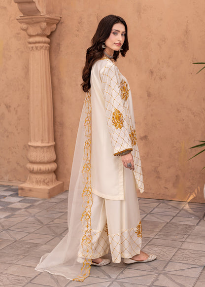 Off-White Embroidered Viscose Salwar Suit Online in Dubai DXB UAE Abudhabi Meena Bazaar