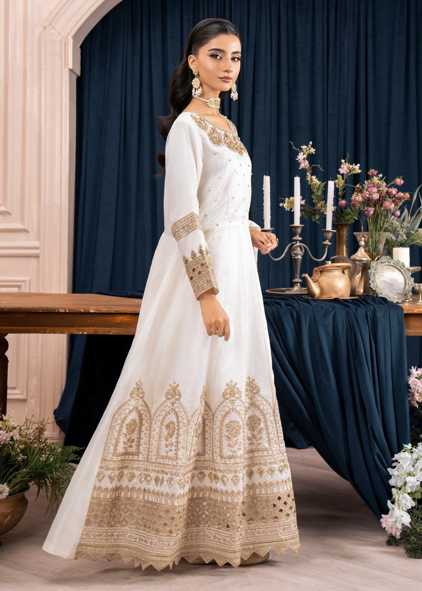 Off-White Festive Wear Raw Silk Suit Online in Dubai DXB UAE Abudhabi Meena Bazaar