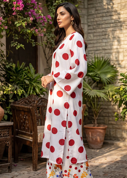 Off White Geometric Print Poly Lawn Salwar Kameez Online in KSA Riyadh Saudi Arabia Oman Bahrain Qatar