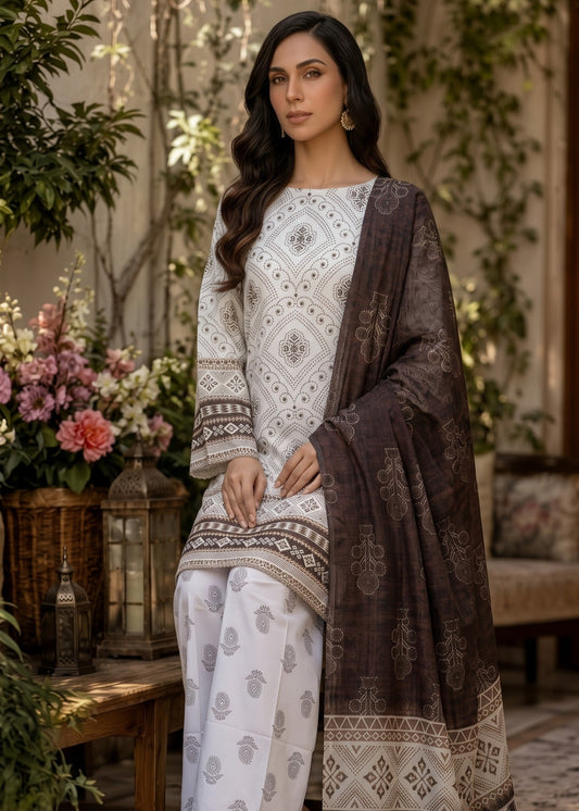 Off White Geometric Print Salwar Kameez Online in KSA Riyadh Saudi Arabia Oman Bahrain Qatar