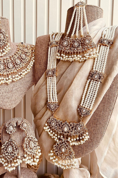 Off-White Gold Plated Bridal Jewellery Set Online in Dubai UAE Abudhabi Ajman Sharjah
