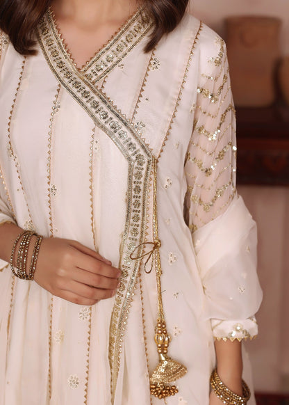 Off White Kids Embroidered Chiffon Suit Online in Dubai UAE Abudhabi Ajman Sharjah
