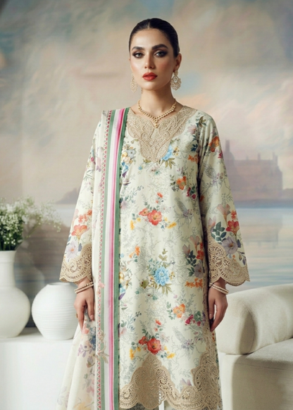 Off-White Lawn Embroidered Party Wear Suit Online in Dubai DXB UAE Abudhabi Meena Bazaar