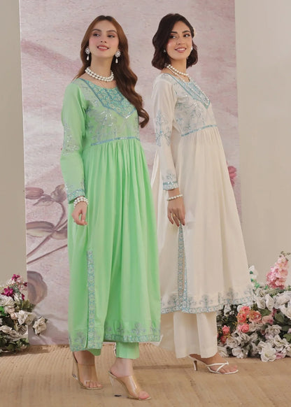 Off-White Lawn Embroidered Suit Online in KSA Riyadh Saudi Arabia Oman Bahrain Qatar