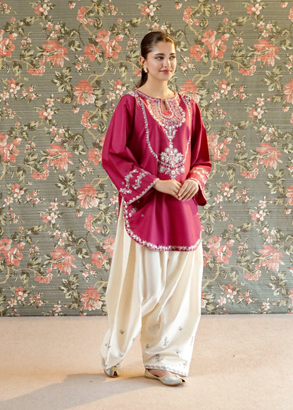 Off-White Lawn Farshi Shalwar Kurta Set Pakistani Clothes Online in UK USA Canada