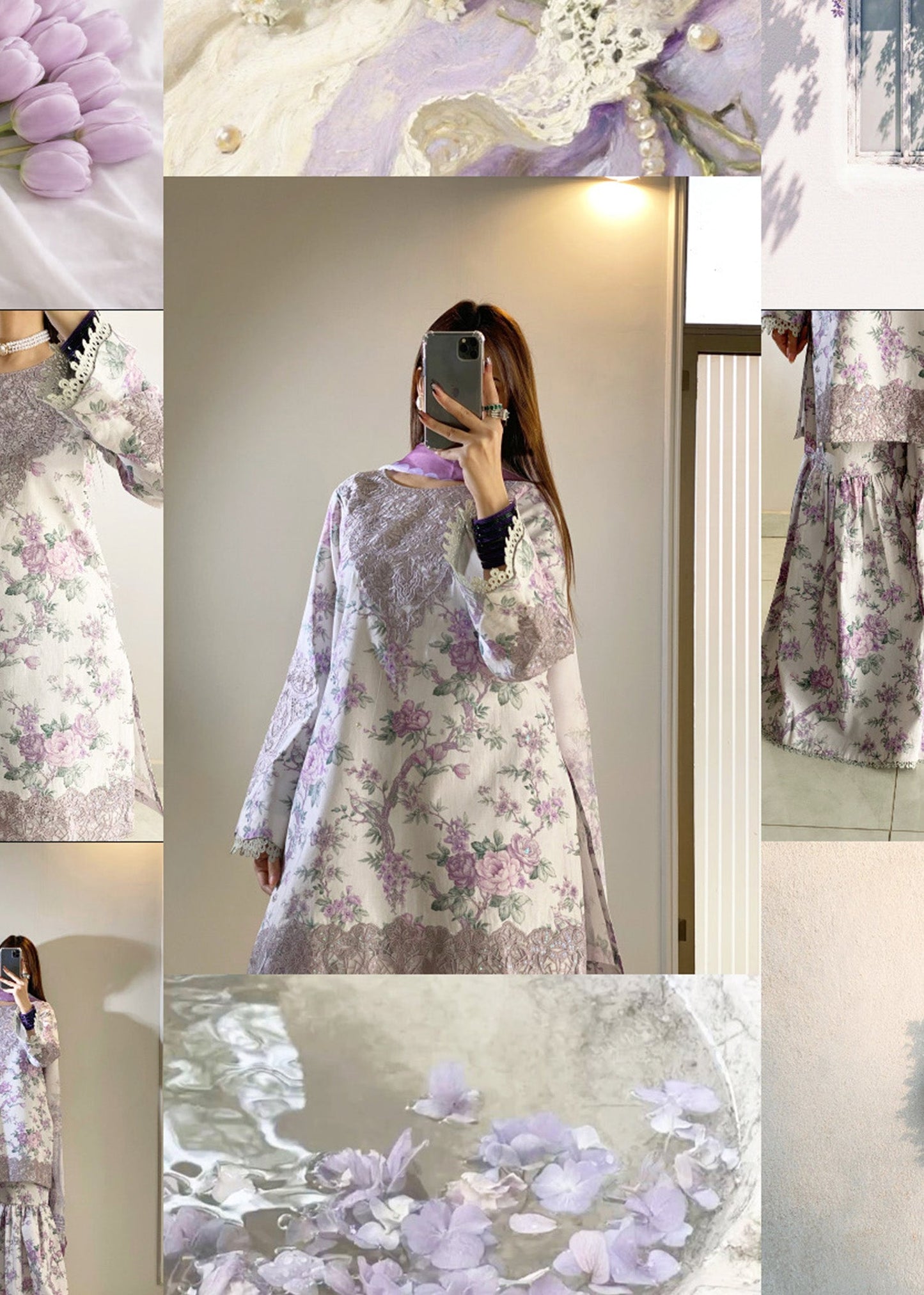 Off White Lawn Gharara Salwar Kameez Online in Dubai UAE Abudhabi Ajman Sharjah