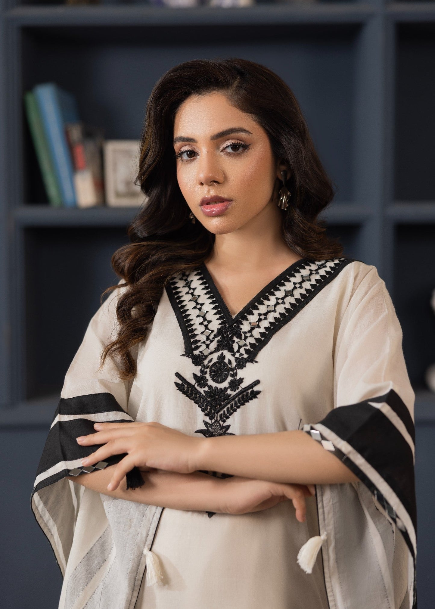 Off-White Lawn Kaftan Embroidered Dress Online in Dubai DXB UAE Abudhabi Meena Bazaar