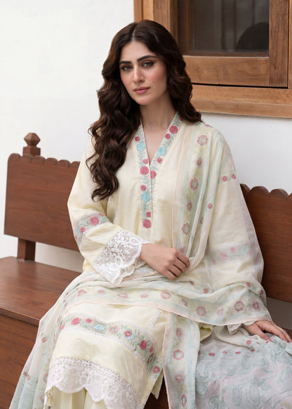 Off-White Lawn Kurta Set with Dupatta Online in Dubai UAE Abudhabi Ajman Sharjah