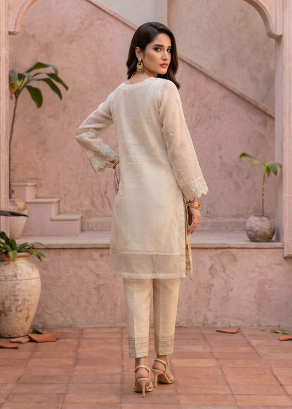 Off-White Organza Embroidered Pakistani Suit Online in Dubai DXB UAE Abudhabi Meena Bazaar