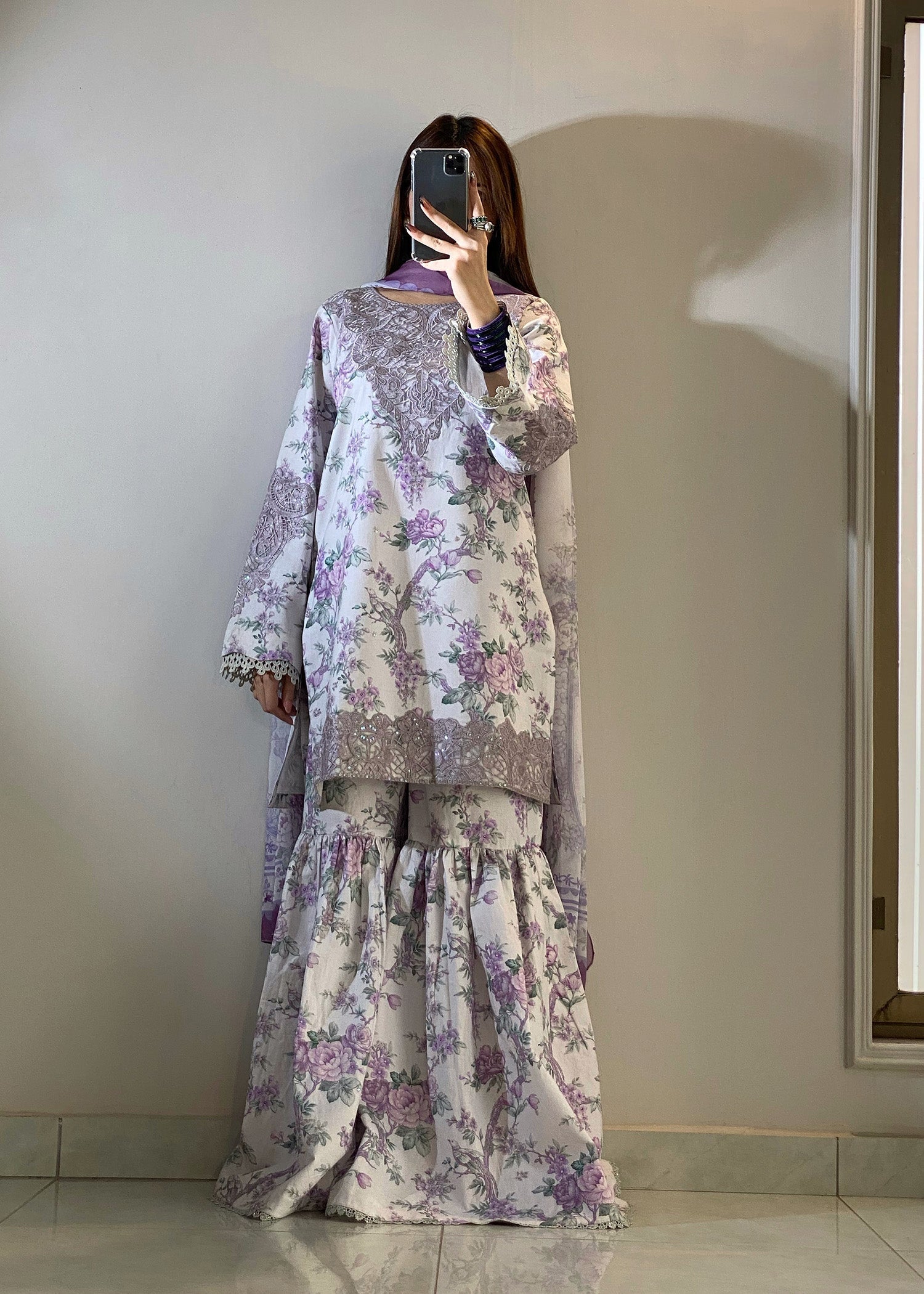 Off White Pakistani Printed Lawn Suit Online in Dubai DXB UAE Abudhabi Meena Bazaar