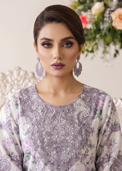 Off White Printed Lawn Party Wear Suit Online in Sri Lanka India Australia