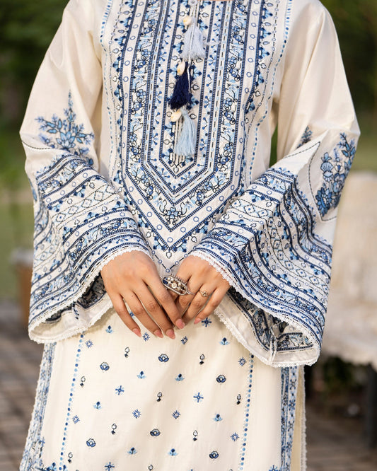 off White Multi Thread Work cotton Readymade farshi shalwar Suit Online in Sri Lanka India Australia