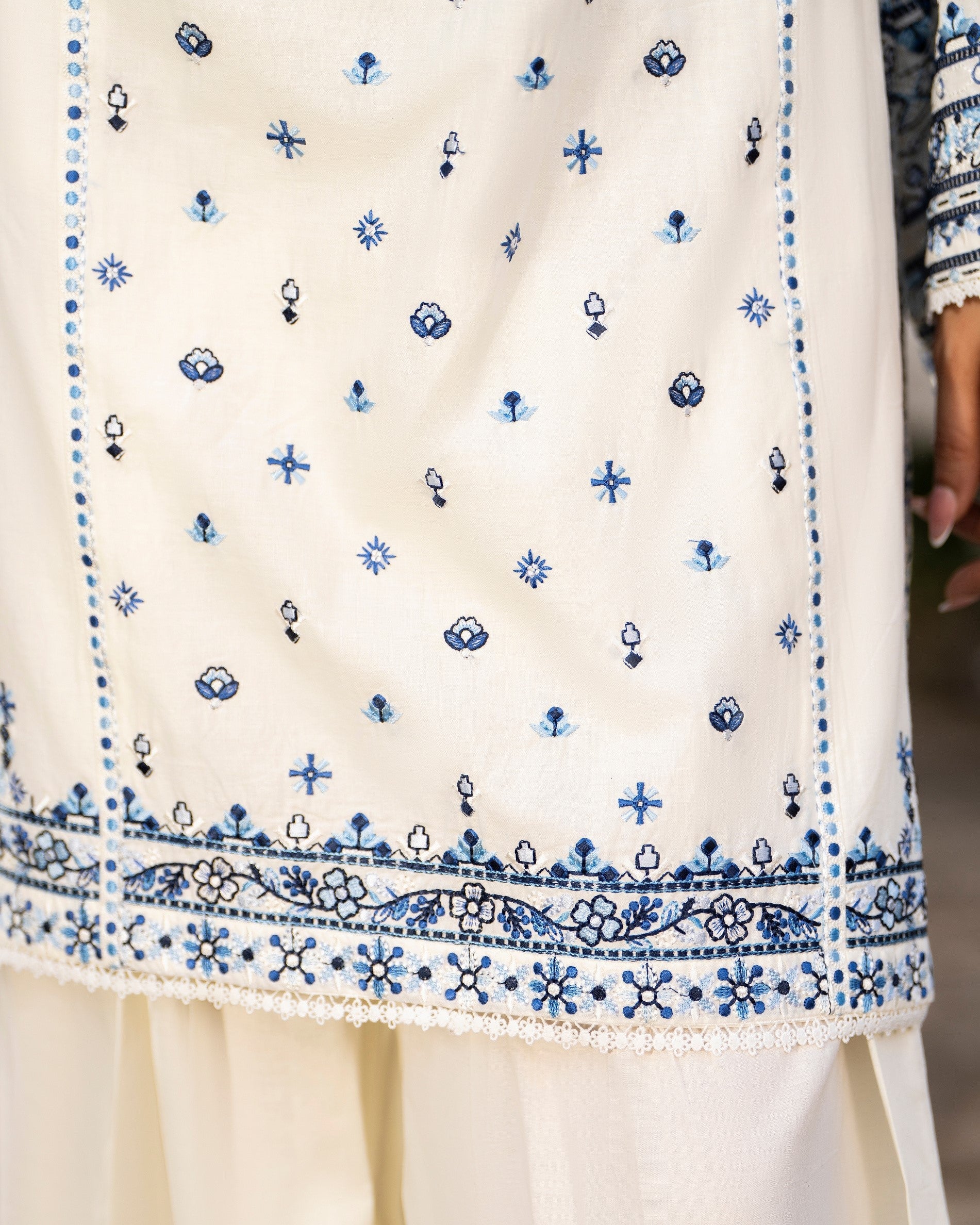 off White cotton Embroidered farshi Salwar Suit Online in Dubai DXB UAE Abudhabi Meena Bazaar