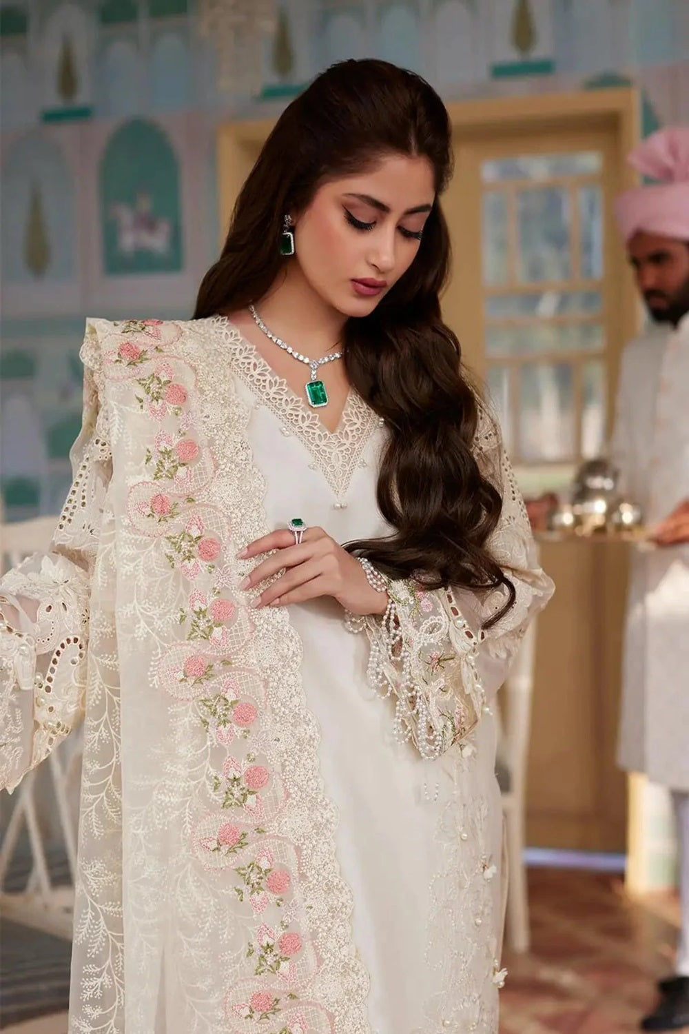 Off White Chikankari Lawn Suit with Chiffon Dupatta