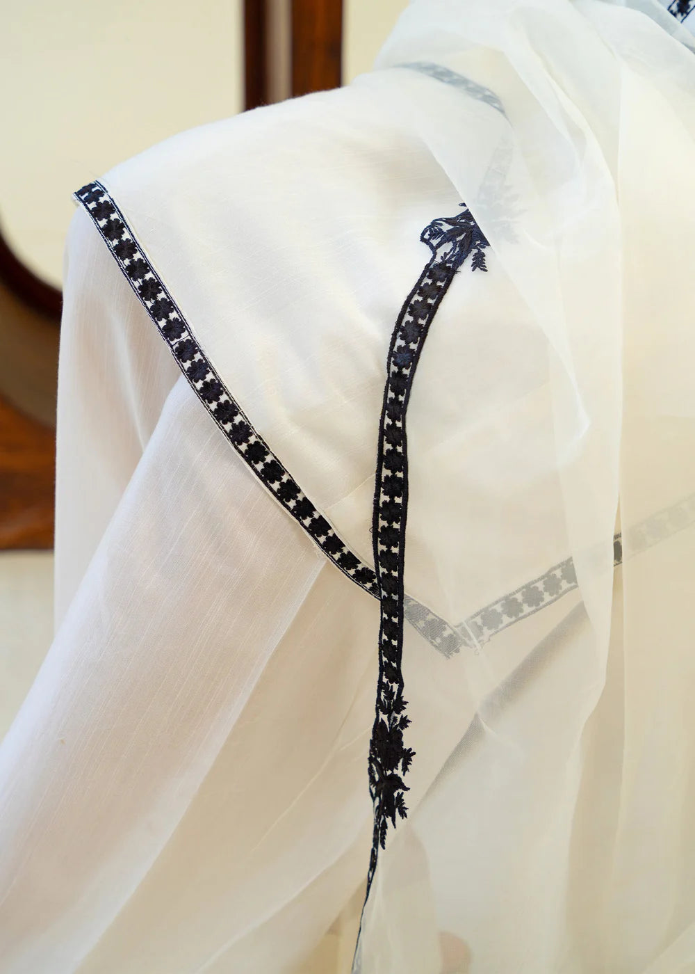 Off White Viscose Raw Silk Embroidered Kurta Set with Dupatta