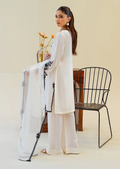 Off White Viscose Raw Silk Embroidered Kurta Set with Dupatta