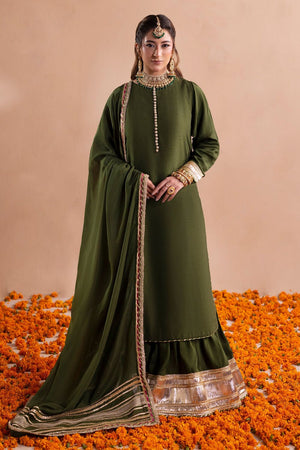 Olive Green Embellished Raw Silk Gharara Online in Dubai UAE Abudhabi Ajman Sharjah