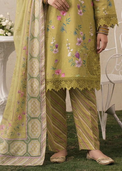 Olive Green Lawn Embroidered Festive Wear Online in Dubai UAE Abudhabi Ajman Sharjah