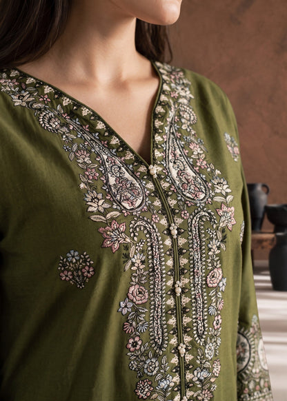 Olive Green Linen 3 Piece Suit Online in UK USA Canada