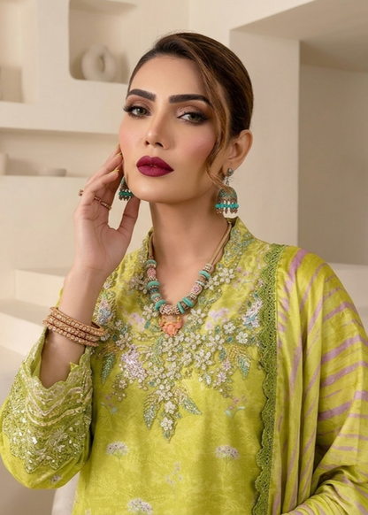 Olive Green Raw Silk Embroidered Straight Trouser Suit Online in Dubai UAE Abudhabi Ajman Sharjah