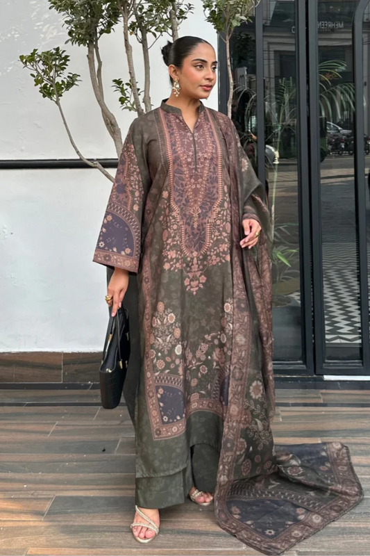Olive Green Raw Silk Straight Cut Kurta Salwar Suit Online in Dubai UAE Abudhabi Ajman Sharjah