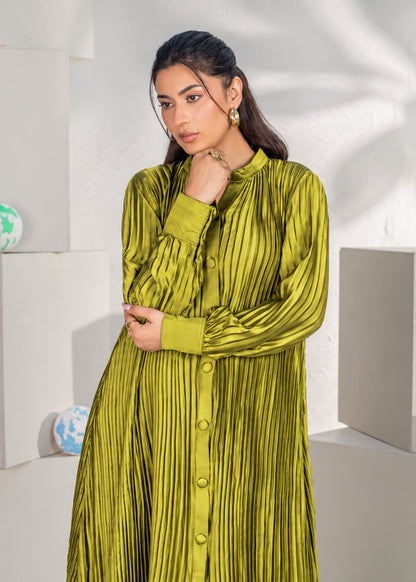 Olive Green Silk Charmeuse Co-ord Set Online in Dubai DXB UAE Abudhabi Meena Bazaar