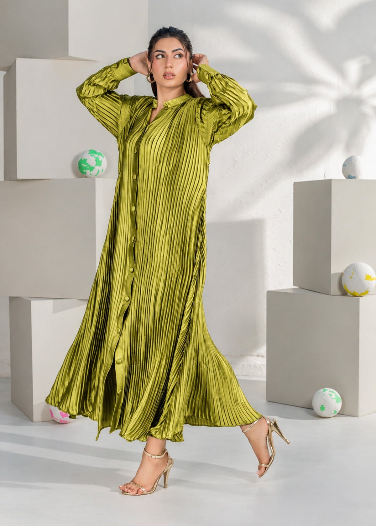 Olive Green Silk Co-ord Set Online in UK USA Canada