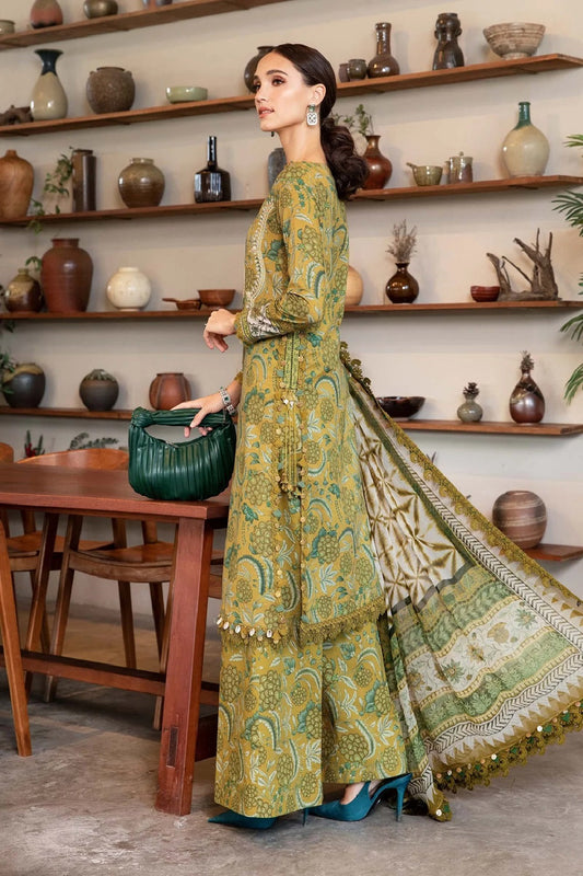 Printed Embroidered Lawn Suit with Chiffon Dupatta