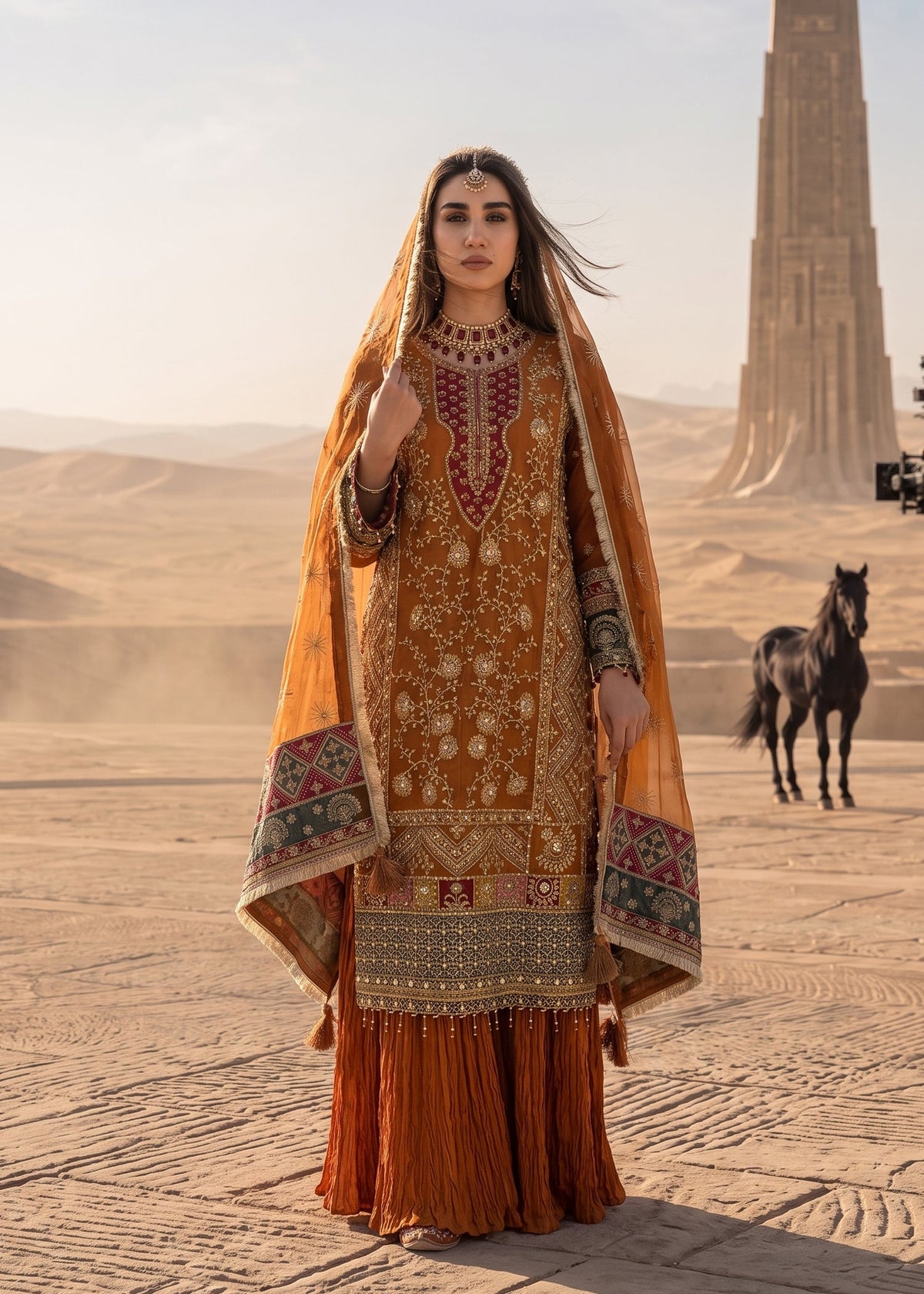 Orange Adda Work Organza Pakistani Wedding Dresses Online in Sri Lanka India Australia