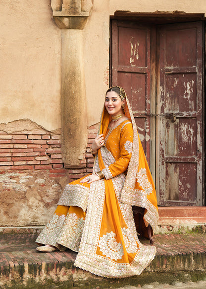 Orange Chiffon Pakistani Wedding Guest Dress Online in Dubai DXB UAE Abudhabi Meena Bazaar