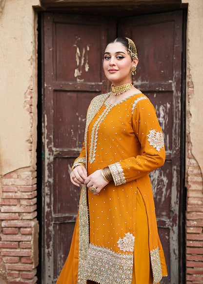 Orange Designer Chiffon Wedding Guest Outfit Online in UK USA Canada