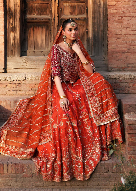 Orange Designer Silk Lehenga Set for Party Wear Online in UK USA Canada