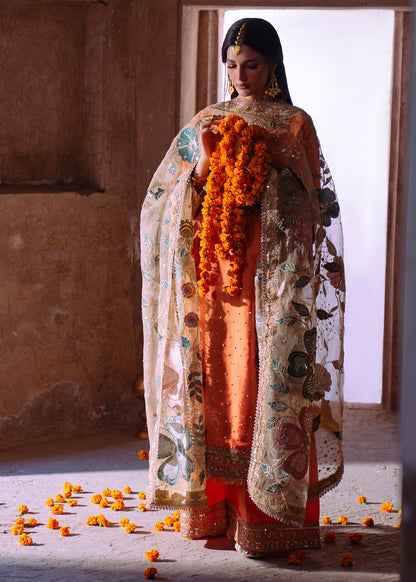 Orange Embellished Charmuse Formal Suit Online in Dubai UAE Abudhabi Ajman Sharjah