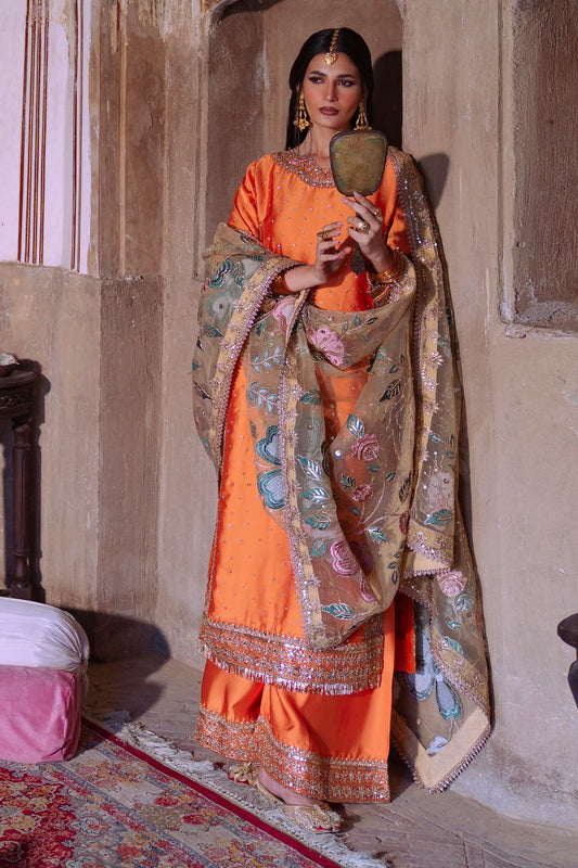 Orange Embellished Charmuse Wedding Suit Online in Dubai UAE Abudhabi Ajman Sharjah