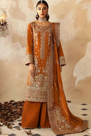 Orange Embellished Organza Bridal Salwar Kameez Online in Dubai UAE Abudhabi Ajman Sharjah