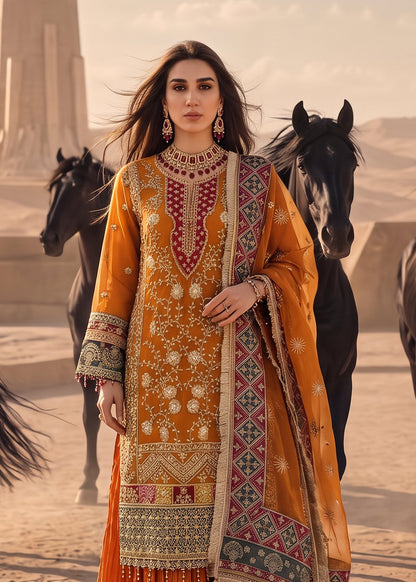 Orange Embellished Organza Pakistani Bridal Lehenga Online in Dubai UAE Abudhabi Ajman Sharjah