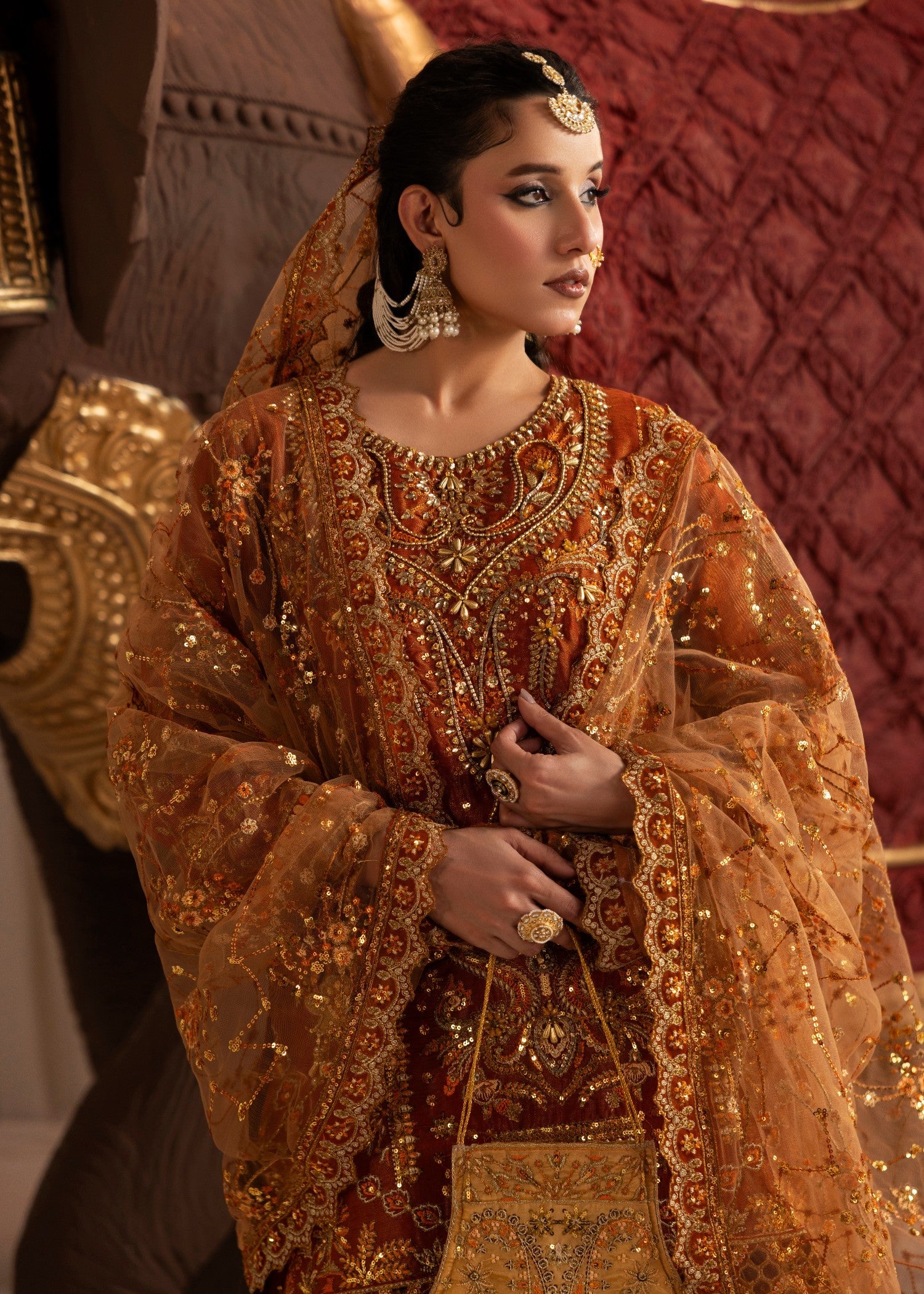 Orange Embroidered Lehenga Choli Online in UK USA Canada