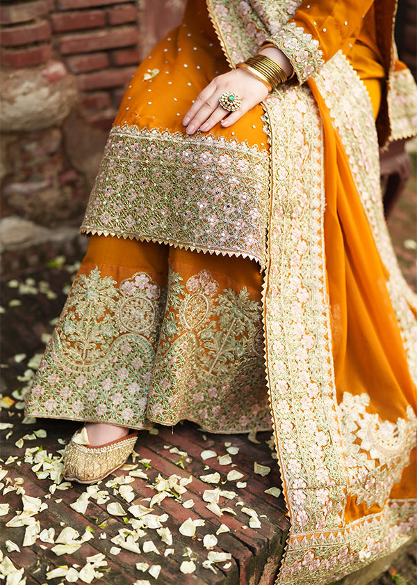 Orange Pearl Embroidered Chiffon Formal Wear Online in Sri Lanka India Australia