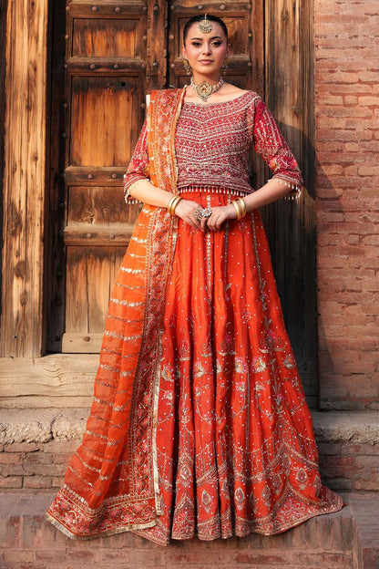 Orange Shamoz Silk Festive Lehenga Set Online in Dubai UAE Abudhabi Ajman Sharjah