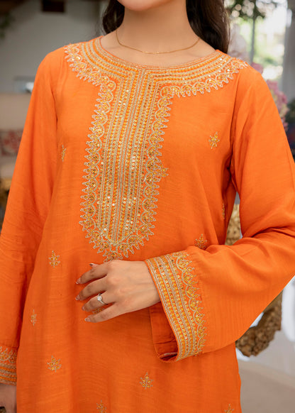 Orange Silk Party Wear Farshi Shalwar with Dupatta Online in UK USA Canada