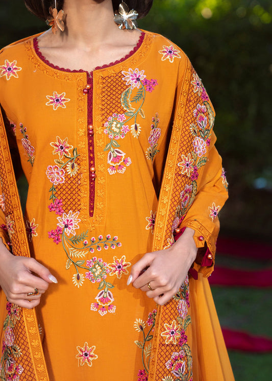 Orange Thread Work Lawn Suit Online in Sri Lanka India Australia
